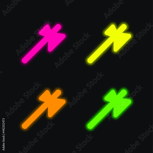 Axe four color glowing neon vector icon