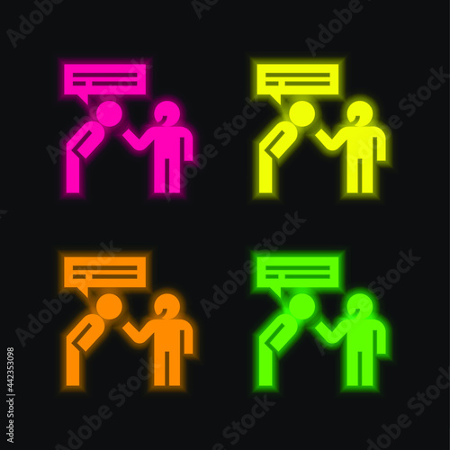 Apology four color glowing neon vector icon