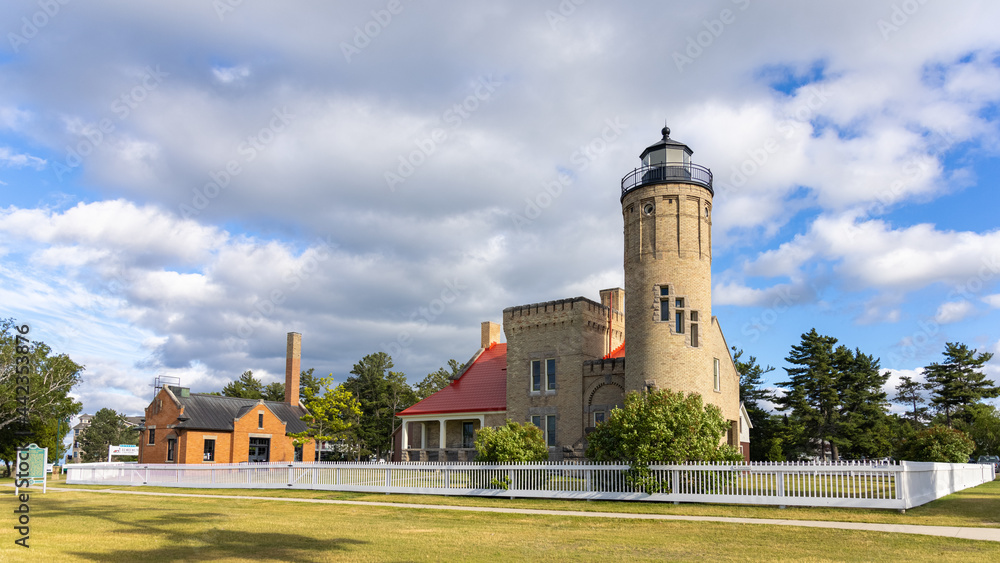 Historic Old Mackinac Point Lighthouse still stands watch over the treacherous Straits of Mackinac, though only as a Michigan State Park.