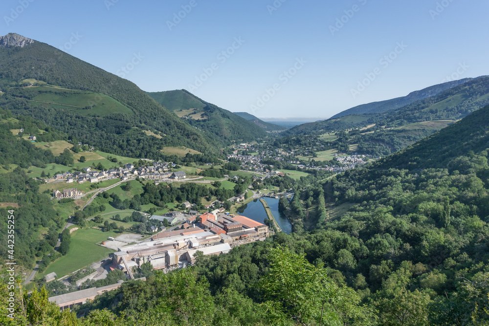 View of the town of Sarrancolin in the Aure Valley, Hautes-Pyrénées, Occitanie