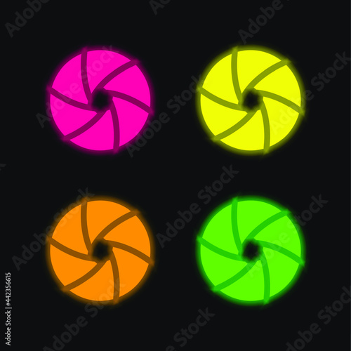 Aperture four color glowing neon vector icon