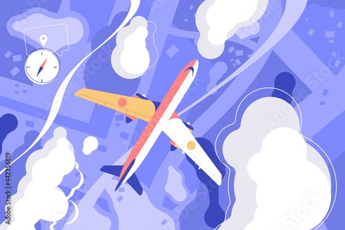 Flying airplane in sky