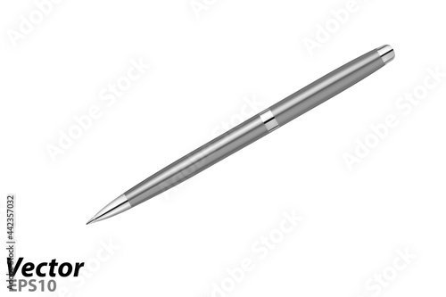Automatic ball pen in the vector.Ballpoint pen in vector on white background.