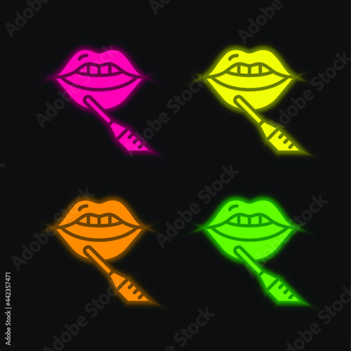 Botox four color glowing neon vector icon
