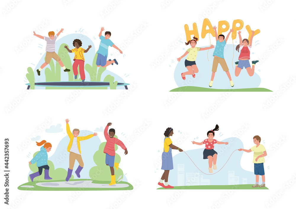 Happy children jumping Happy children jumping
