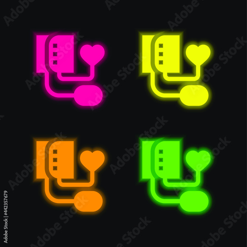 Blood Pressure four color glowing neon vector icon