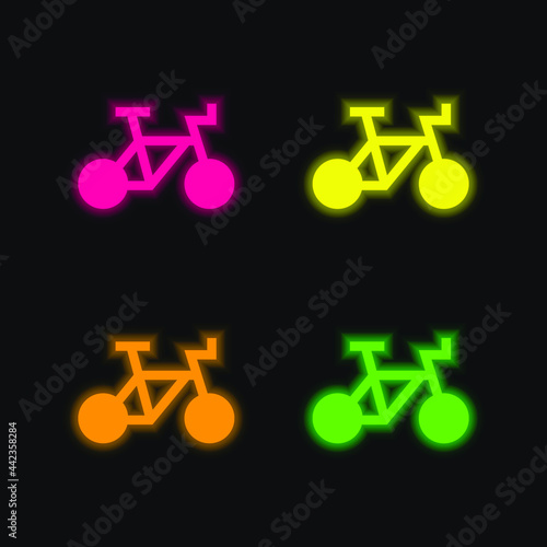 Bike four color glowing neon vector icon photo