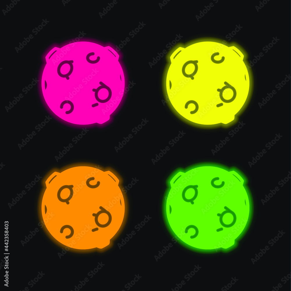 Fototapeta premium Black Ball With Circles four color glowing neon vector icon