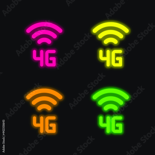 4g four color glowing neon vector icon