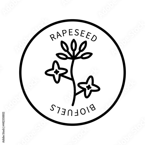 Colza, rapeseed, canola eco diesel. Vector sign in a simple style isolated on a white background. 64x64 pixel