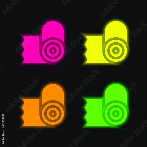 Bandage four color glowing neon vector icon
