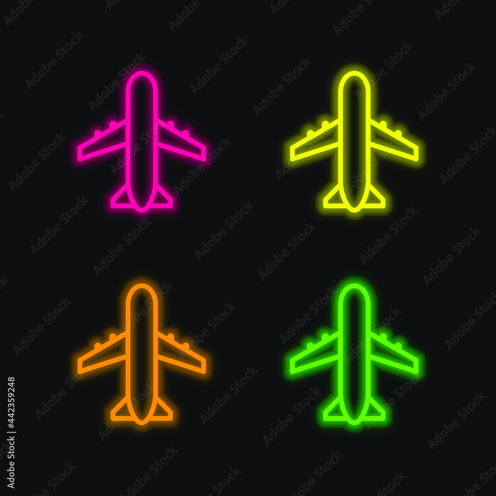 Obraz premium Airport Sign four color glowing neon vector icon