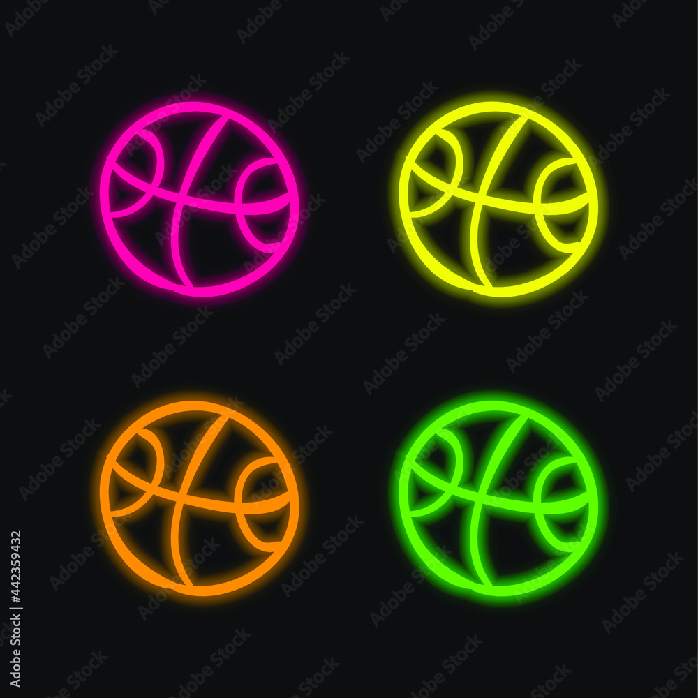 Ball Hand Drawn Outlined Toy four color glowing neon vector icon Ball Hand Drawn Outlined Toy four color glowing neon vector icon