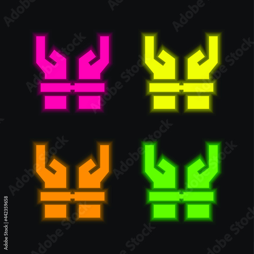 Arrested four color glowing neon vector icon
