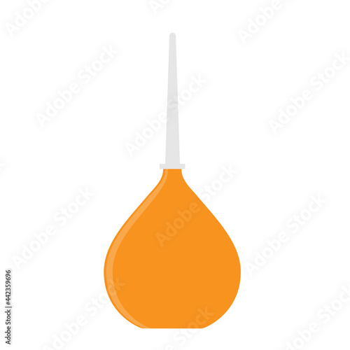 Enema. Medical pear rubber for treating diseases of digestive system and cleaning body. Yellow enema with a plastic tip. Medical instruments