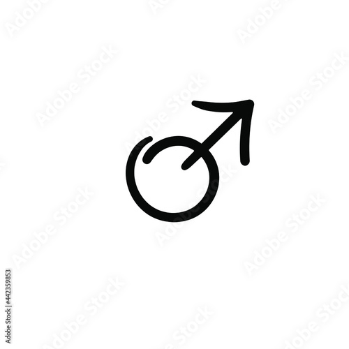Hand drawn Mars symbol. Simple vector icon