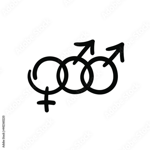 Hand drawn bisexual symbol. Simple vector icon