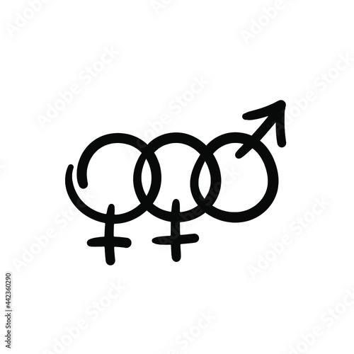 Hand drawn bisexual symbol. Simple vector icon