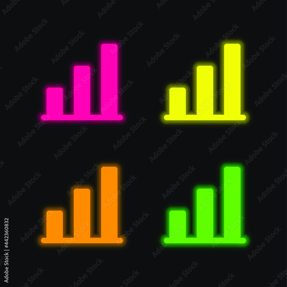 Analytics four color glowing neon vector icon