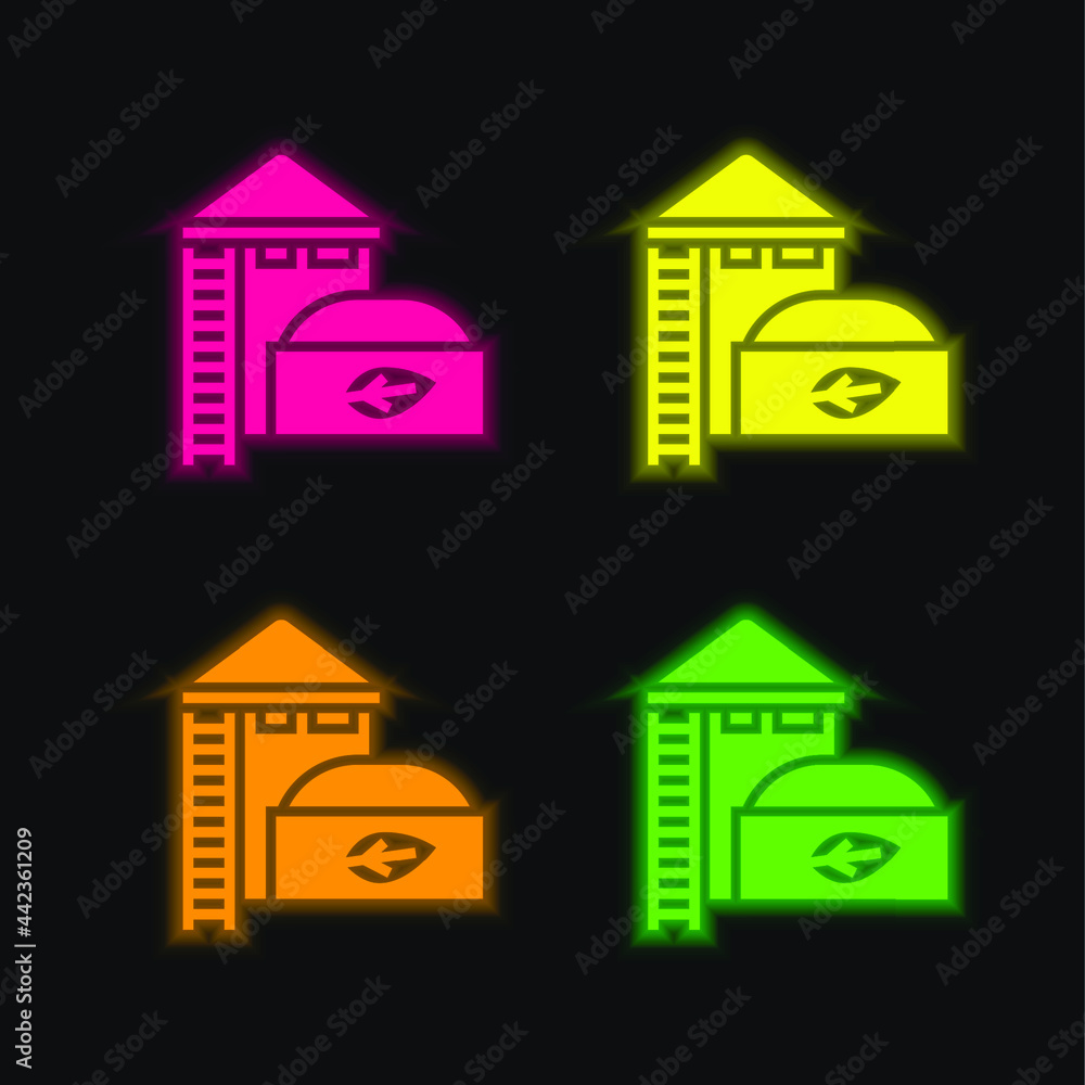 Biogas four color glowing neon vector icon