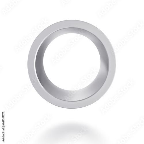 Silver color 3d ring isolated on white background. 3D render