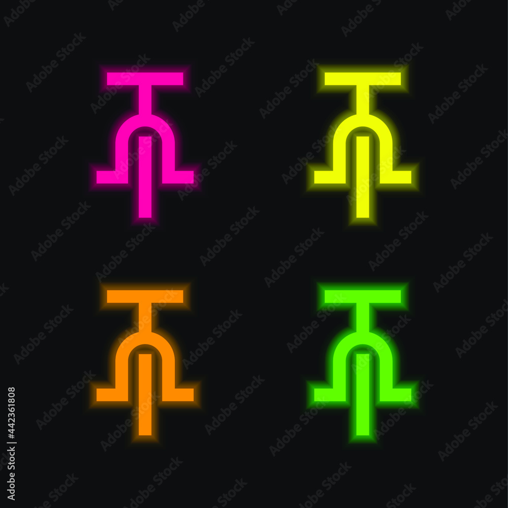 Obraz premium Bicycle four color glowing neon vector icon