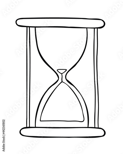 Cartoon vector illustration of hourglass nearing the end
