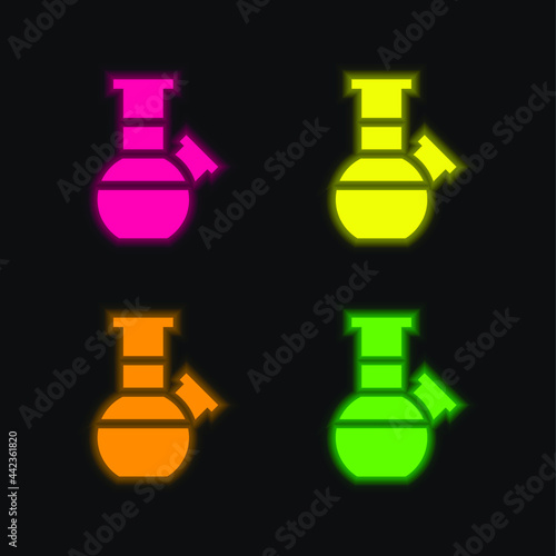 Bong four color glowing neon vector icon