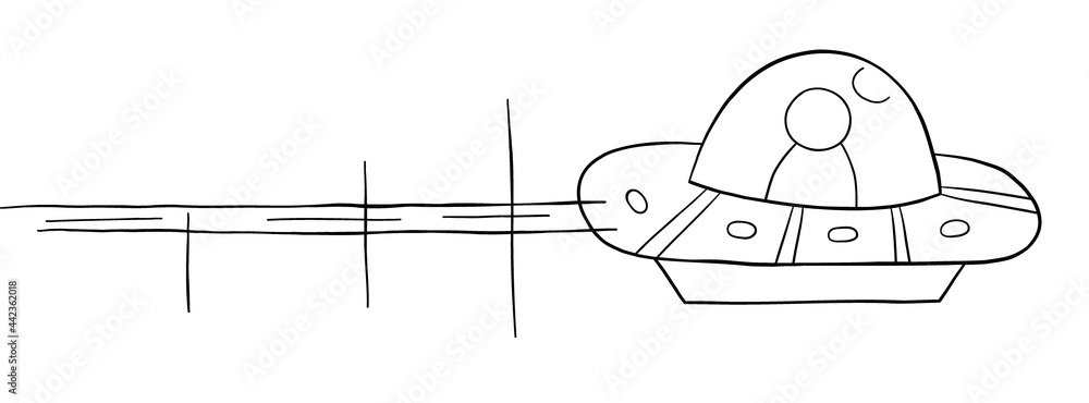 Cartoon vector illustration of flying UFO Stock Vector | Adobe Stock