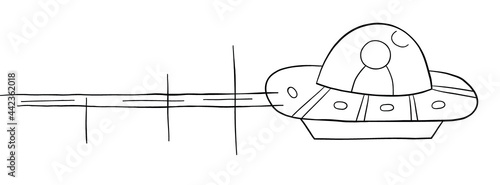 Cartoon vector illustration of flying UFO photo