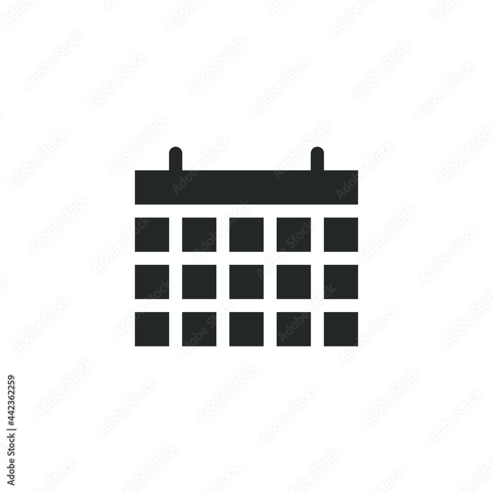 Calendar vector illustration icon. Schedule symbol button. Date reminder sign. Application and web interface logo. Silhouette isolated on white background. Calendar vector illustration icon. Schedule symbol button. Date reminder sign. Application and web interface logo. Silhouette isolated on white background.