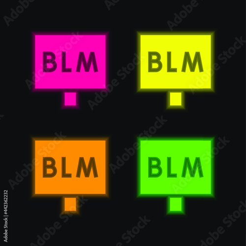 Blm four color glowing neon vector icon