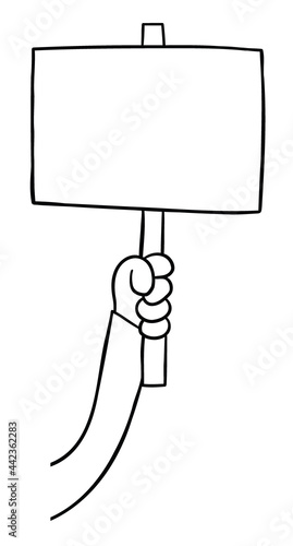 Cartoon vector illustration of protester holding sign