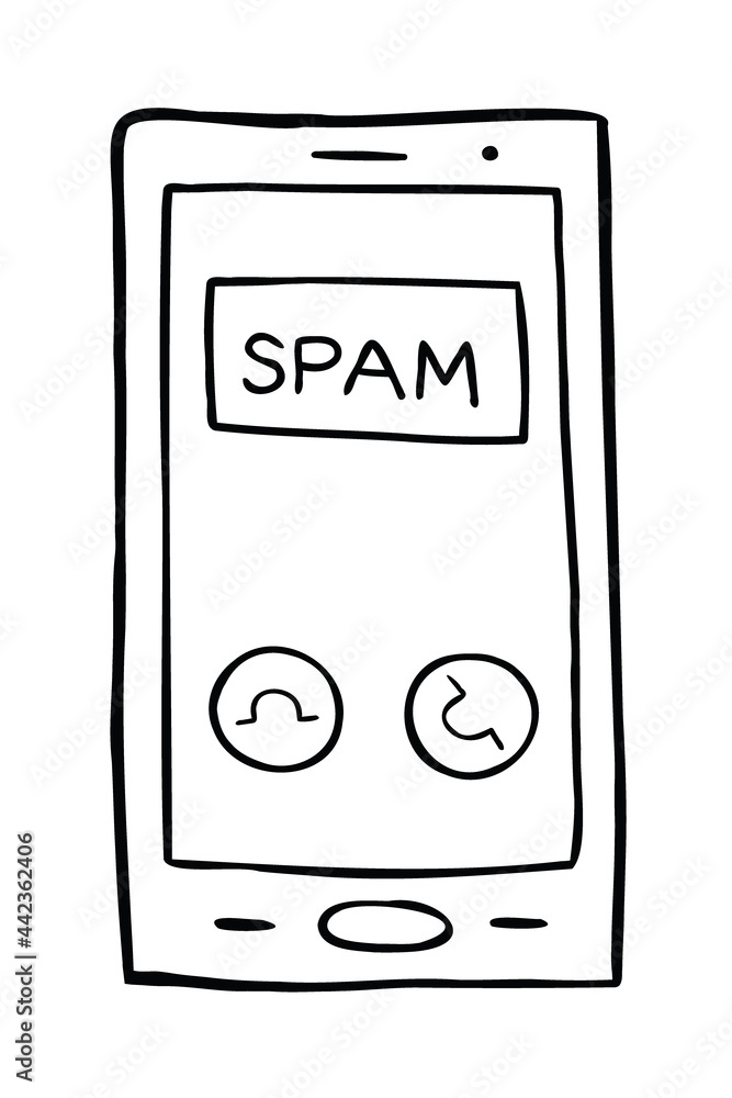 Cartoon vector illustration of spam call on smartphone