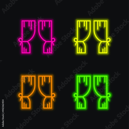 Blinds four color glowing neon vector icon