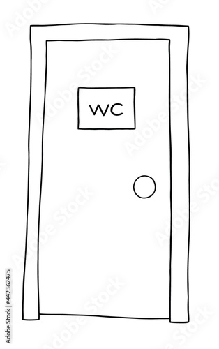 Cartoon vector illustration of toilet door