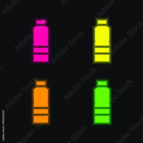Bottle four color glowing neon vector icon