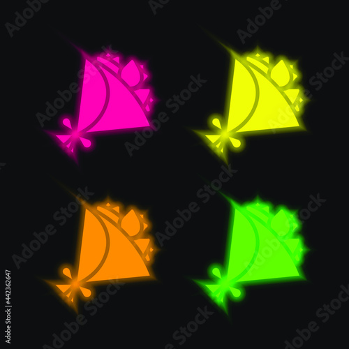 Bouquet four color glowing neon vector icon