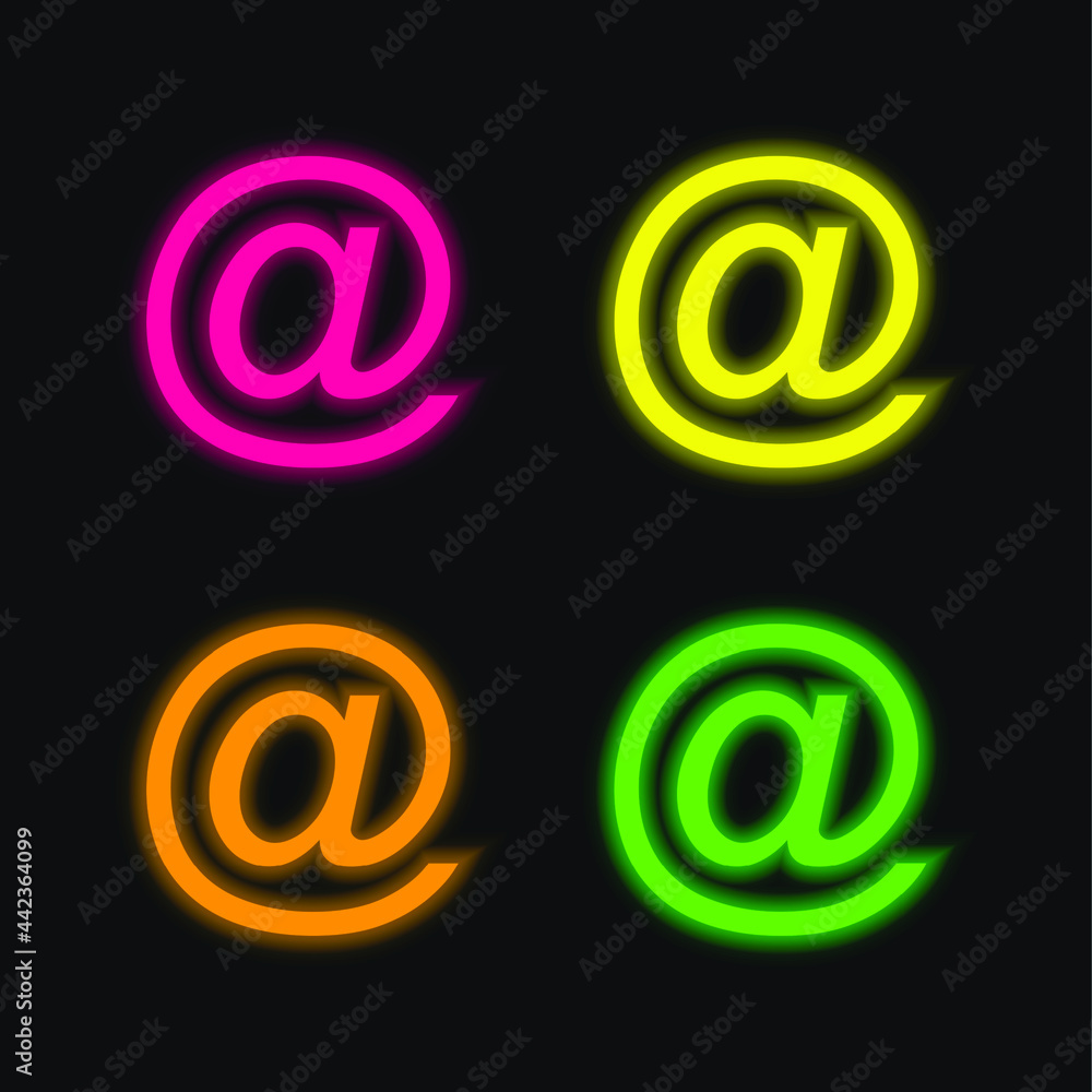 At four color glowing neon vector icon