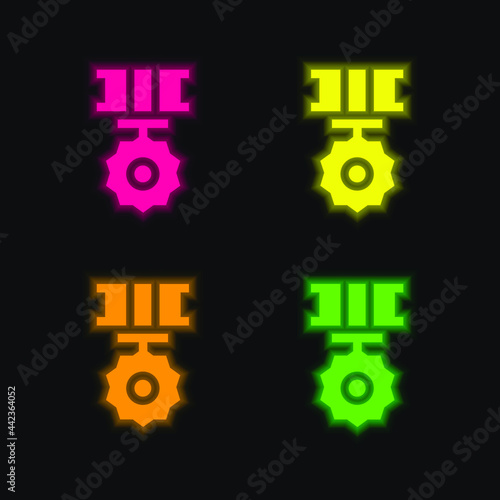 Badge four color glowing neon vector icon © LIGHTFIELD STUDIOS