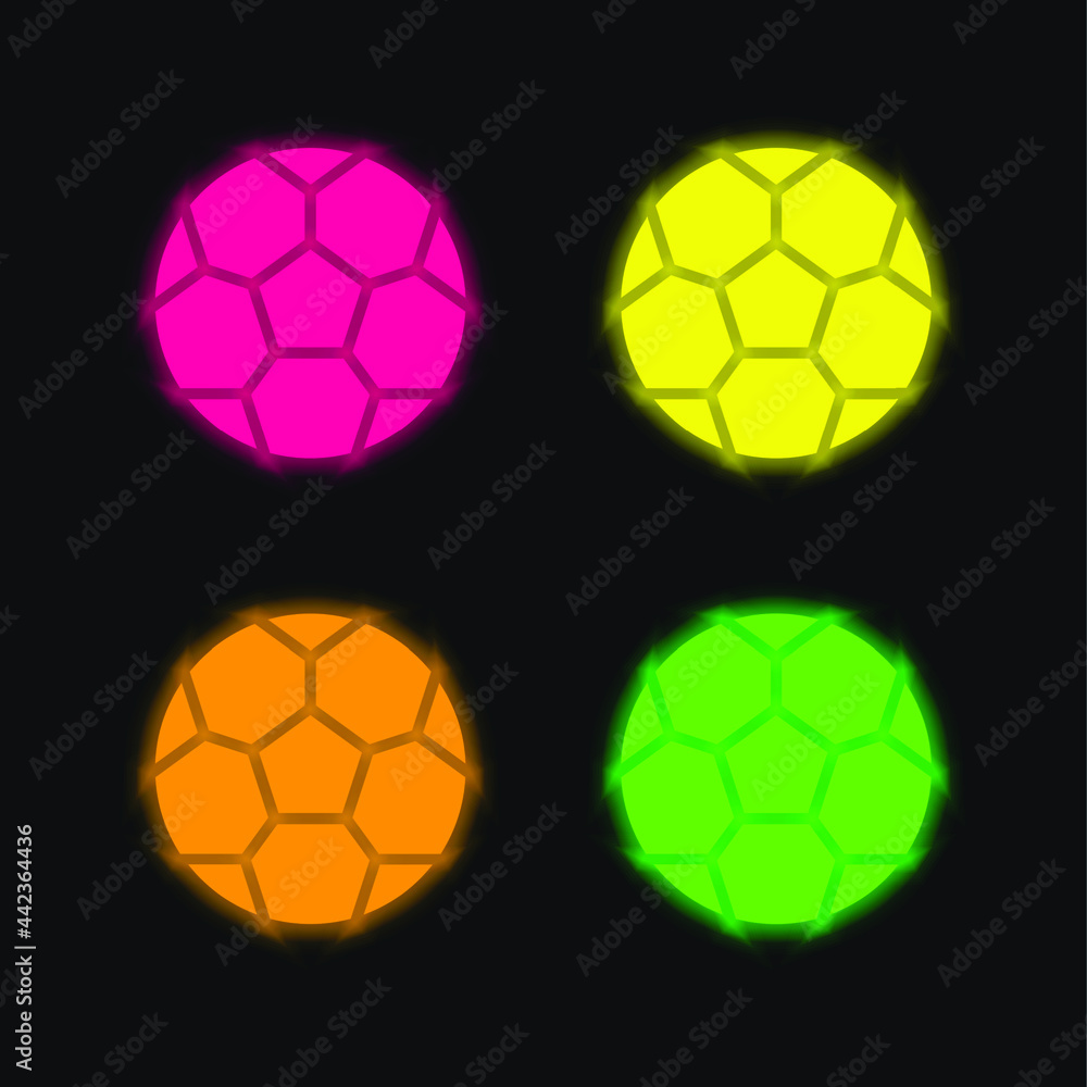 Fototapeta premium Ball four color glowing neon vector icon