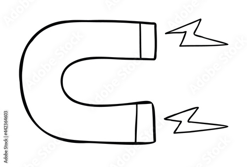 Cartoon vector illustration of magnet attracting