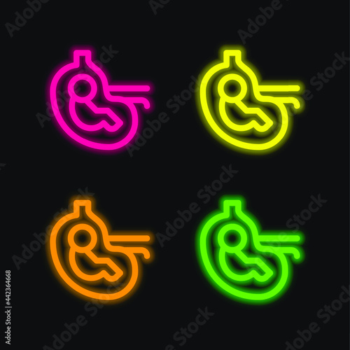 Baby four color glowing neon vector icon