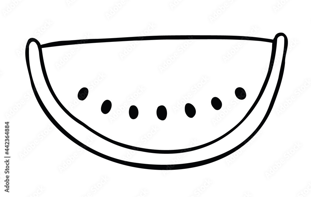 Cartoon vector illustration of a slice of watermelon Cartoon vector illustration of a slice of watermelon