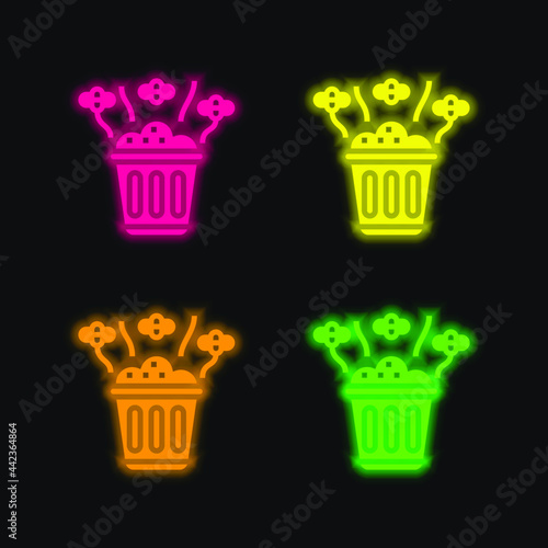 Bad Smell four color glowing neon vector icon
