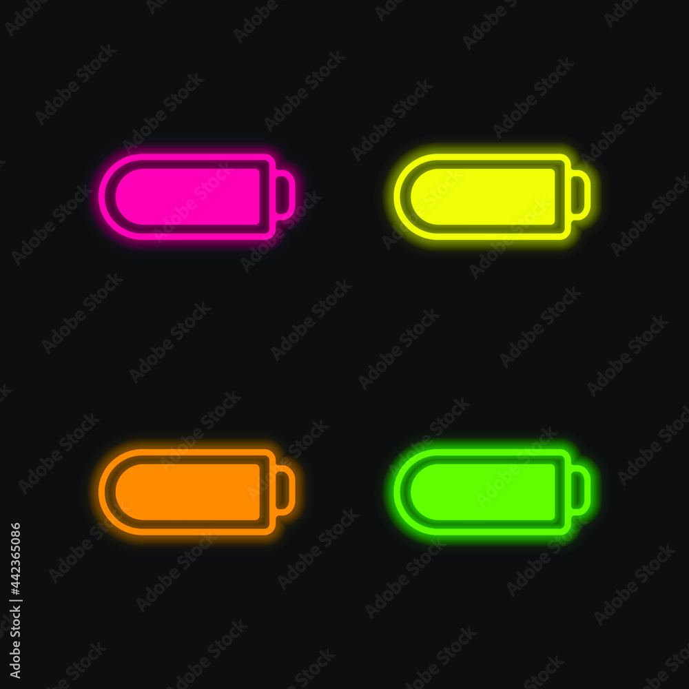 Battery With Full Charge four color glowing neon vector icon Battery With Full Charge four color glowing neon vector icon