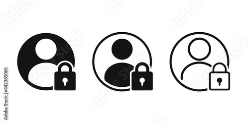 Locked account. User with padlock. Profile security. Illustration vector