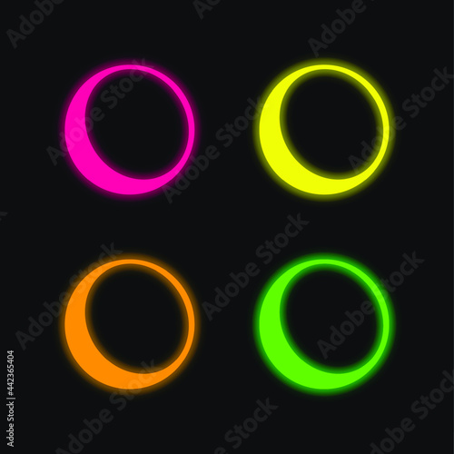 Ball Outline With Shadow At The Edge four color glowing neon vector icon