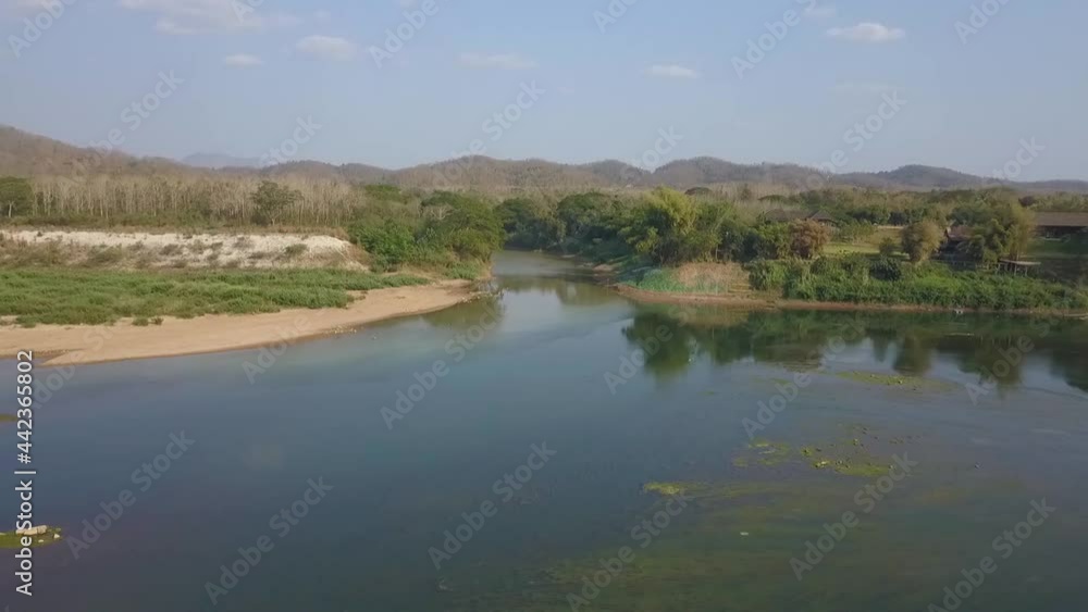 Disastrous Mekong River aerial view from drone Disastrous Mekong River aerial view from drone