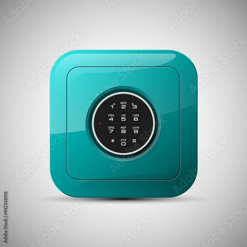 safe Image. Armored box background. The door of a bank vault with a electronic combination lock. Reliable Data Protection. Long-term savings. Deposit box safe icon.Protection of personal information